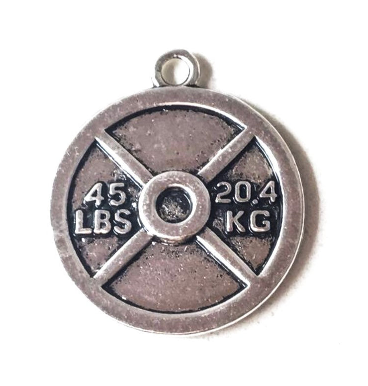 Weight Plate Fitness Charms: 25lbs, 45lbs or 50kg, Lift Heavy, Weightlifting, Charms, Fitness Jewelry, Gift Ideas, Workout, Exercise