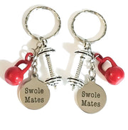 Swole Mates Gift, Fitness Keychain Set for 2, Matching Friendship Keychains, Workout Accessories, Fitness Friends Gift, Gym Key Ring