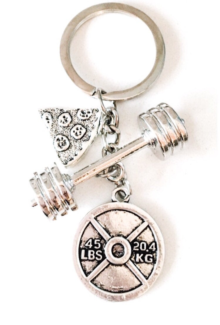 Porte-clés Repas de triche, Cadeaux d'haltérophilie, Porte-clés fitness, Breloque pizza, Cadeaux bien-être pour elle, Bijoux minceur, Idées cadeaux de Noël