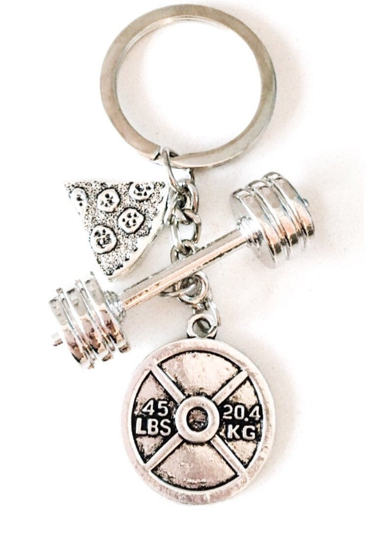 Porte-clés Repas de triche, Cadeaux d'haltérophilie, Porte-clés fitness, Breloque pizza, Cadeaux bien-être pour elle, Bijoux minceur, Idées cadeaux de Noël