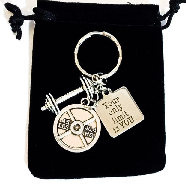 No Limits, Fitness Keychain, Quote Charm, Weightlifting Gift, Gift for Personal Trainer, Gym Bag Accessory, Fitness Gifts for Women