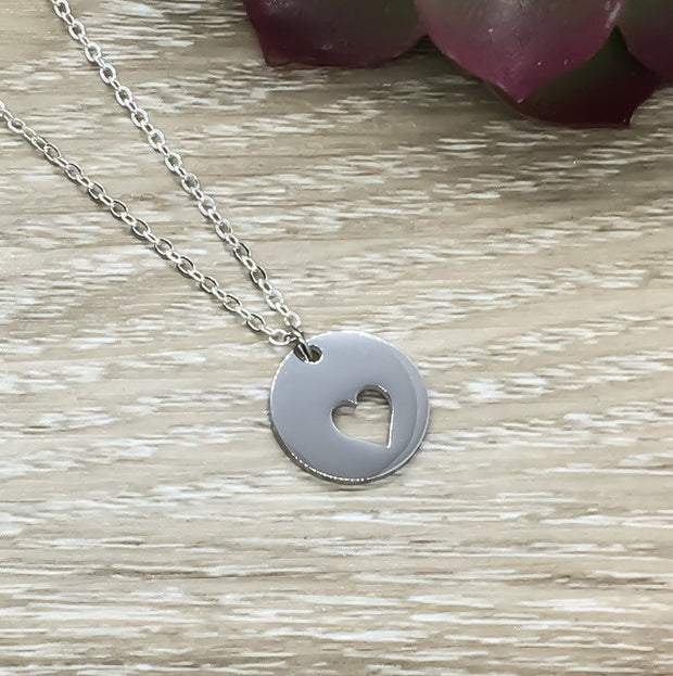 Grandma Coming Soon, Pregnancy Announcement, Heart Necklace, Silver