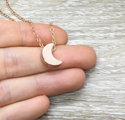 Delicate Moon Necklace, Rose Gold Celestial Jewelry, Minimal Necklace, Double Horn Necklace, Lunar Eclipse Necklace, Dainty Jewelry, Friends