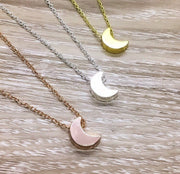 Delicate Moon Necklace, Rose Gold Celestial Jewelry, Minimal Necklace, Double Horn Necklace, Lunar Eclipse Necklace, Dainty Jewelry, Friends