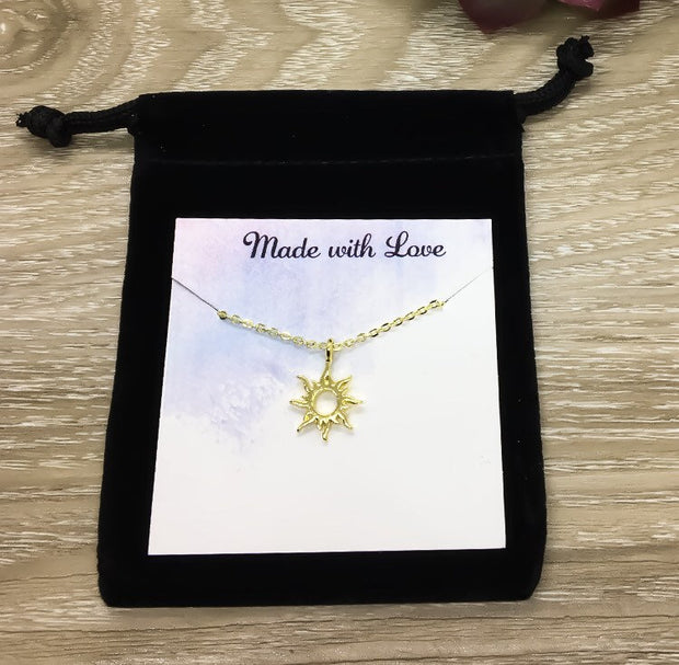 Sunshine Necklace, Rose Gold Sun Necklace, You Brighten Up My Day, Dainty Necklace, Gifts for Her, Birthday, Bestfriends, Simple Reminder