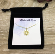 Sunshine Necklace, Tiny Sun Necklace, Good Vibes Card, Dainty Layering Necklace, Gifts for Her, Birthday, Bestfriends, Simple Reminder Gift
