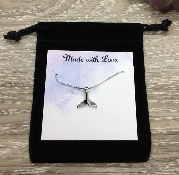 Silver Fish Tail Necklace, Mermaid, Whale, Dolphin