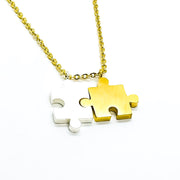 Interlocking Puzzle Necklace, Double Puzzle Piece Necklace, Gift from Best Friend, BFF Gift, Friendship Necklace, Unbiological Sister Gift