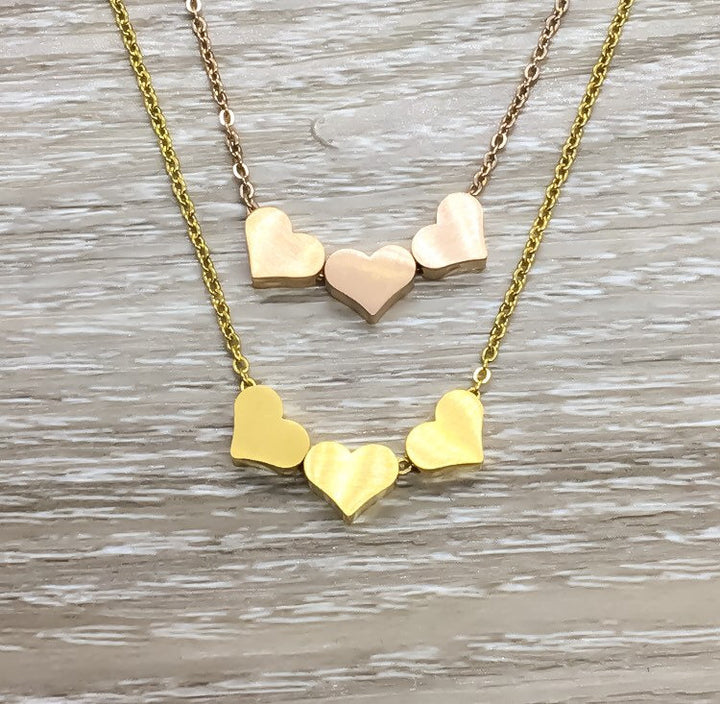 Tiny 3 Hearts Necklace with Card, Dainty Three Heart Necklace, Three Generations Gift, Grandmother Necklace, Gift from Granddaughter, Family