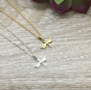 Dragonfly Necklace, Uplifting Gift, Minimal Insect Jewelry, Strength Gift, Personalized Message Card, Inspirational Jewelry, Daughter Gift