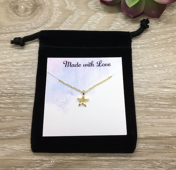 Tiny Gold Star Necklace, Message Card Jewelry, BFF Necklace, Simple Celestial Jewelry, Best Friends Are Like Stars Card, Friendship Gift