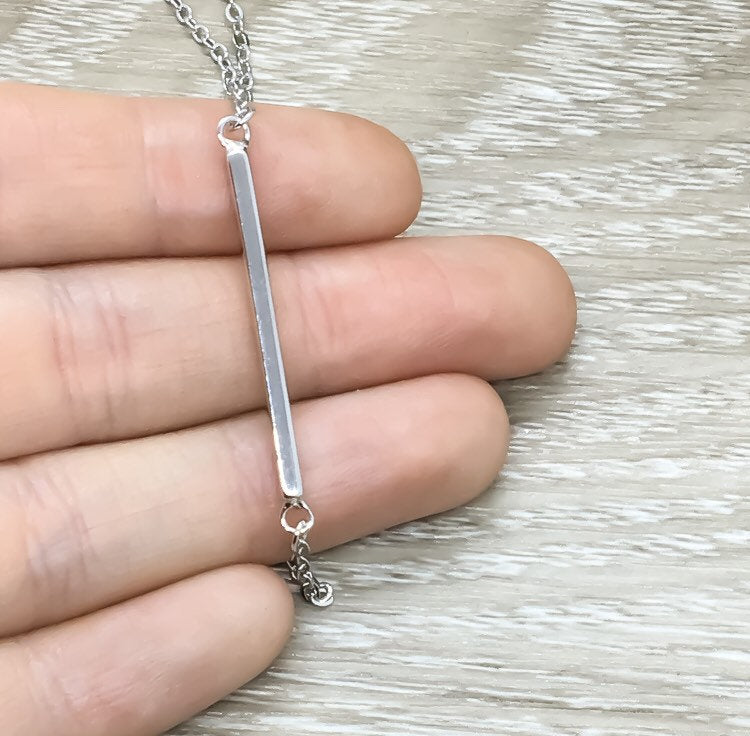 Balance Bar Necklace, Dainty Sterling Silver Jewelry, Layering Necklace, Bridesmaid Gift, Delicate Necklace, Gift for Sister, Friend Gift