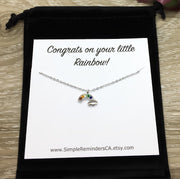 Congratulations On Your Rainbow Card, Rainbow Studded Necklace, Sterling Silver