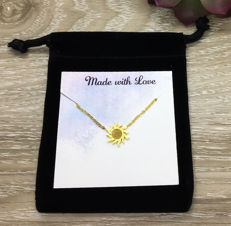 Sunshine Necklace, Rose Gold Sun Necklace, You Are My Sunshine Gift, Dainty Necklace, Friendship Necklace, Gift for Girlfriend, Birthday