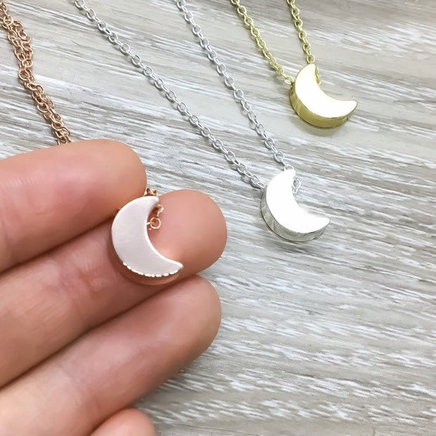 Delicate Moon Necklace, Rose Gold Celestial Jewelry, Minimal Necklace, Double Horn Necklace, Lunar Eclipse Necklace, Dainty Jewelry, Friends