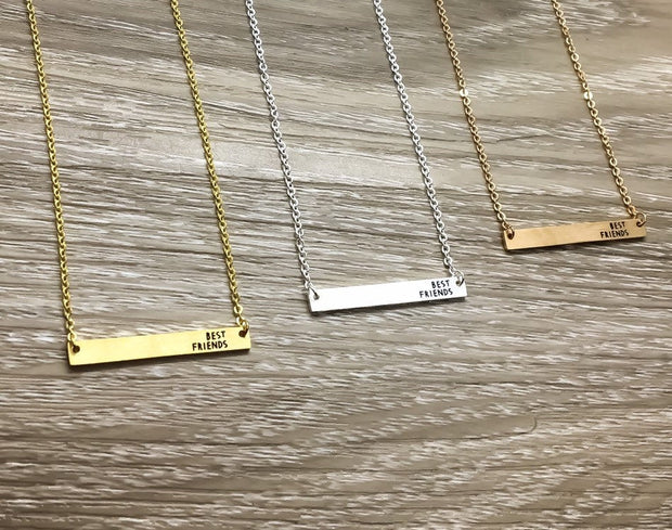 Best Friends Bar Necklace, BFF Jewelry, Engraved Friendship Necklace, Gift for Bestie, Teen Girls Necklace, Long Distance Friends Gift