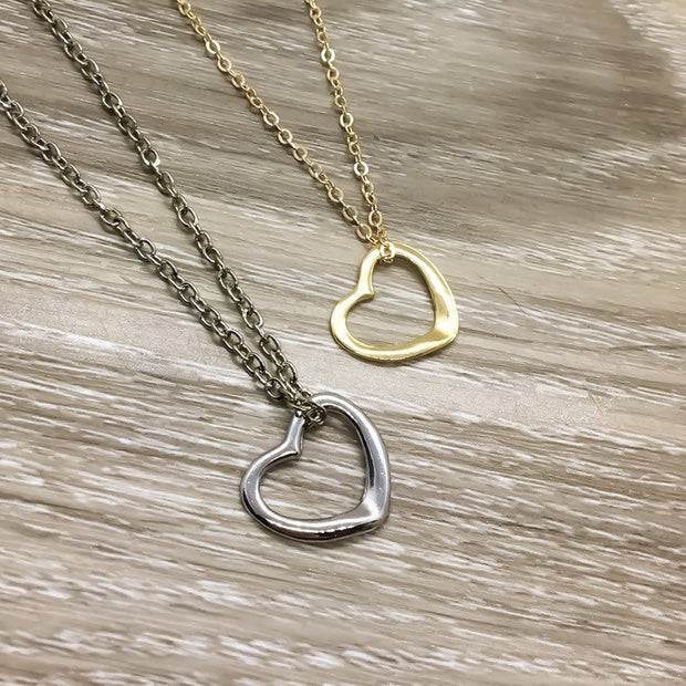 Open Heart Necklace, Minimalist Jewelry, Dainty Heart Pendant, Friendship Necklace, BFF Gift, Simple Reminder, Gift for Mom, Birthday Gift