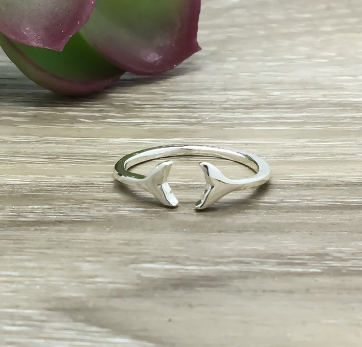 Whale Tail Ring, Sterling Silver Mermaid Jewelry, Dolphin Tail, Fish Tail Ring, Promise Ring, Simple Statement Ring, Dainty Ring, Minimal