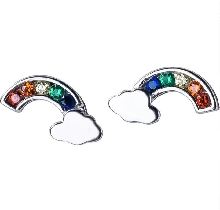 Rainbow Stud Earrings, Rainbow Jewelry, LGTBQ Jewelry, Rainbow Baby Keepsake, Gay Rights Gift, Sterling Silver Earrings, Minimal Jewelry