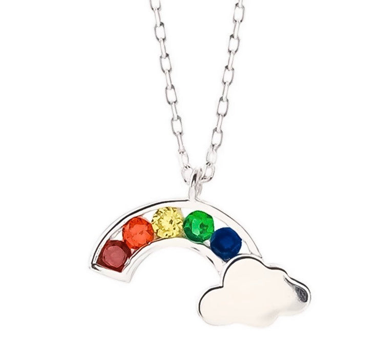 Congratulations On Your Rainbow Card, Rainbow Studded Necklace, Sterling Silver