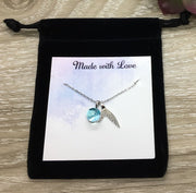 Be Yourself Card, Mermaid Tail Necklace, Sterling Silver, Blue Crystal
