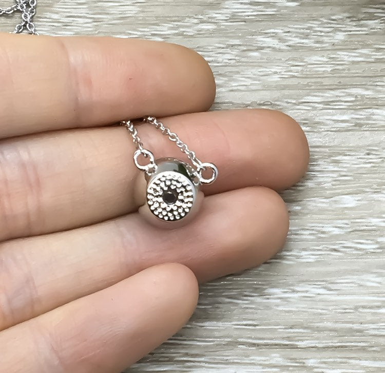Dainty Blue Crystal Necklace, Daughter Necklace, Sterling Silver Pendant, Gift from Mom, Daughter Birthday Gift, Dainty Jewelry, Minimalist