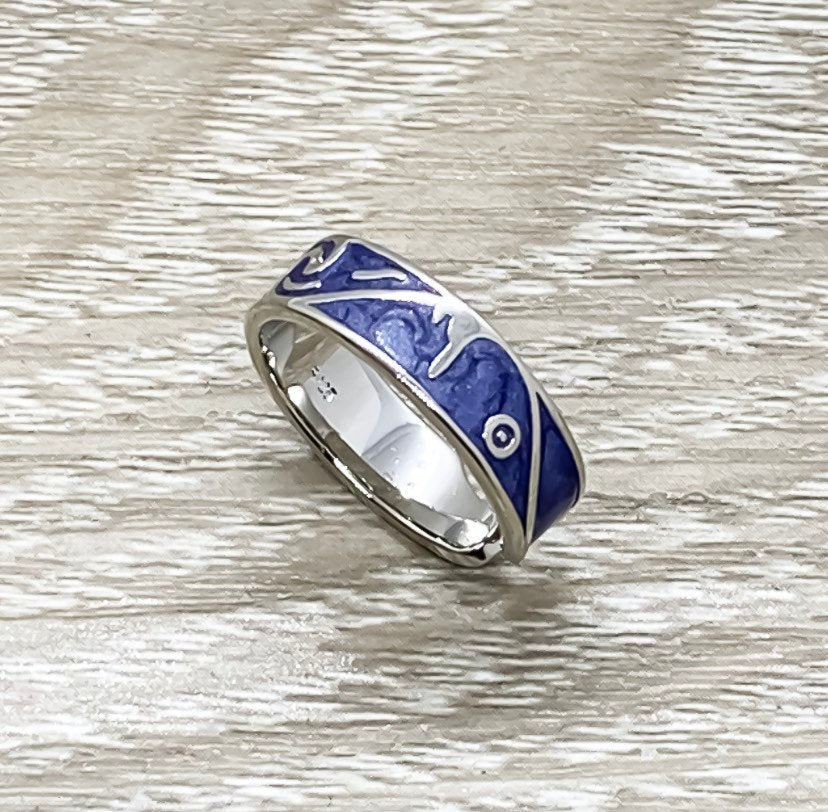 Van Gogh Starry Sky Ring, Dainty Adjustable Ring, Artist Jewelry, Midi Ring, Statement Ring, Unisex Ring, Stacking Ring, Gift for Friend