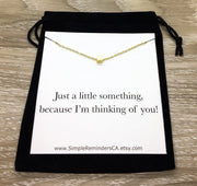 Just Because Card, Thinking of You, Tiny Cube Necklace, Rose Gold, Silver, Gold