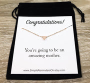 Congratulations Card, Tiny Heart Necklace, Amazing Mother Necklace, New Baby Gift, New Mom Jewelry, New Parent Gift, Push Present Gift
