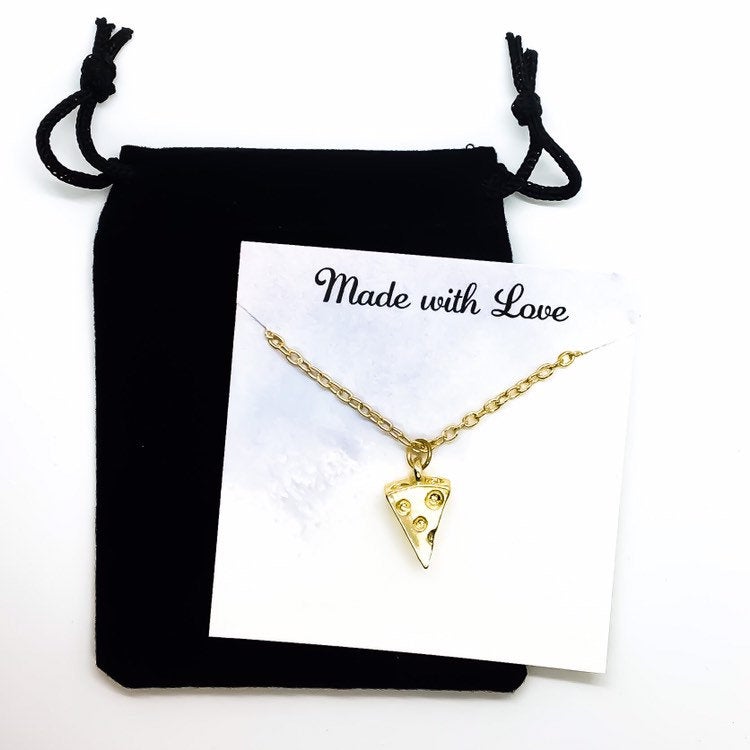 Gold Pizza Slice Necklace, Pizza Lover Gift, Friendship Necklace, Foodie Jewelry, Unique Birthday Gift, Dainty Jewelry, Everyday Necklace