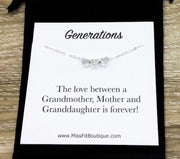 3 Silver Hearts Necklace Card, Dainty Heart Necklace, Generations Gift Ideas, Grandmother Necklace, Minimalist Heart Necklace, Granddaughter