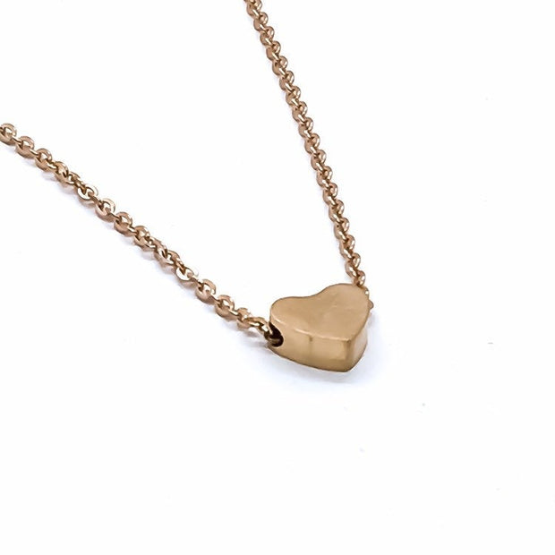 Long Distance Friend Card, Tiny Heart Necklace, Rose Gold, Silver, Gold