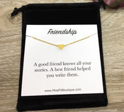 Friendship Quote Card, Gift for Bestfriend, Heart Necklace, Rose Gold, Silver