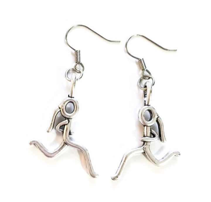 Boucles d'oreilles « Running Girl », cadeau pour coureuse, breloques marathon, course de 5 km, course de 10 km, boucles d'oreilles fitness, cadeau pour elle, cadeau running, bijoux fitness