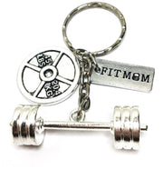 Fit Mom Gift, Barbell Charm, Fitness Keychain, Workout Keychain, Dumbbell, Fit Girl Gifts, Gym Lover Gifts, Fitness Jewellery, Gym