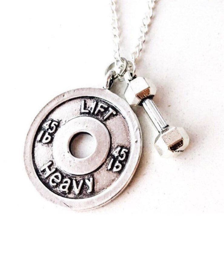 Fitness Charm Necklace, Weightlifting Gifts, Fitness Jewellery