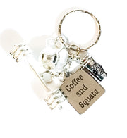 Coffee and Squats, Fitness Keychains, Fitness Charms, Weightlifting Gift, Coffee Lover Gift, BestFriend Gift, Kettlebell Charm