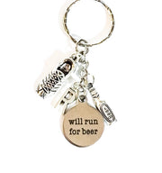Will Run for Beer, Personalized Running Keychain, Beer Charm, Beer Lover Giftc Running Shoe Charm, Runners Keychain, Secret Santa Gift
