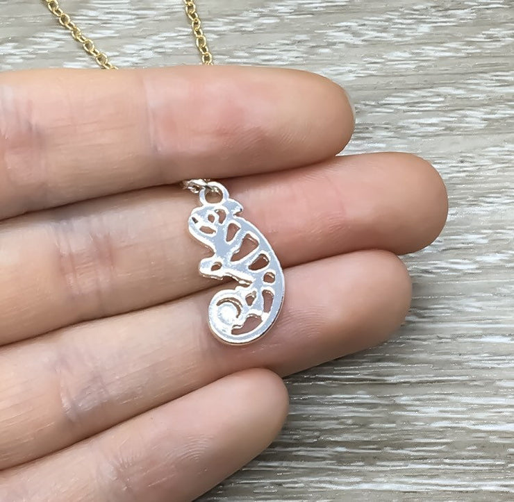 You Are One In A Chameleon Necklace with Card, Dainty Jewelry, Tiny Chameleon Pendant, Birthday Gift, Friendship Necklace, Gift for Daughter