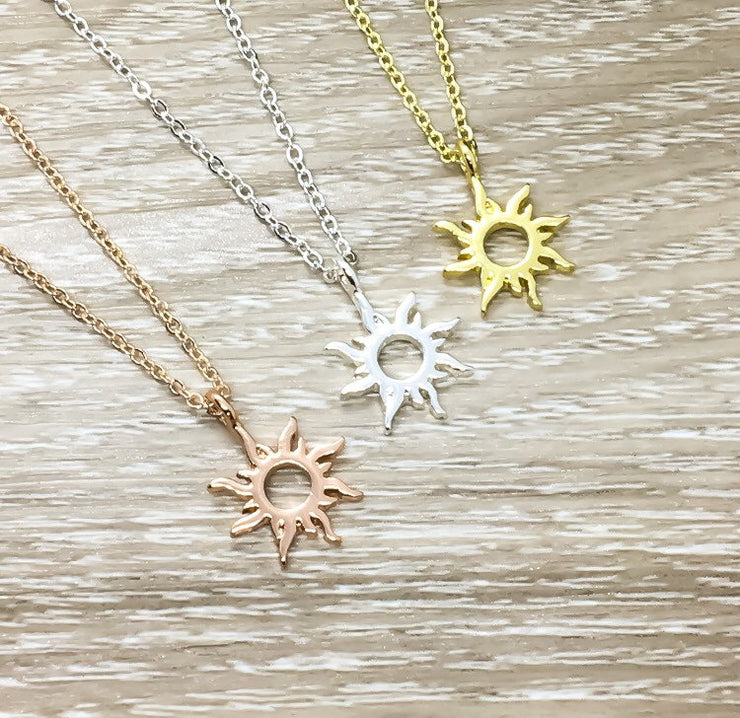 Sunshine Necklace, Rose Gold Sun Necklace, You Are My Sunshine Gift, Dainty Necklace, Gifts for Her, Birthday, Bestfriends, Simple Reminder