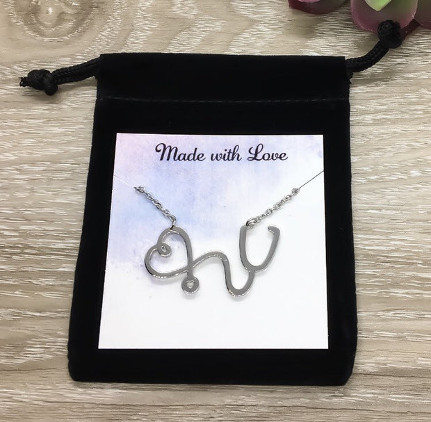 Stethoscope Necklace, Nurse Appreciation Gift, Nursing Jewelry Gift, Thank You Gift from Patient, Medical Student Gift, Gift for Doctor