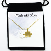 Interlocking Puzzle Necklace, Double Puzzle Piece Necklace, Gift from Best Friend, BFF Gift, Friendship Necklace, Unbiological Sister Gift