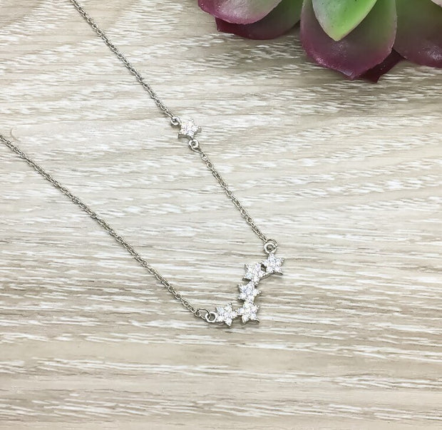 Dainty Silver Studded Stars Necklace, Silver Constellation Necklace, Minimalist Gifts for Her, Dainty Jewelry, Modern Elegant Jewelry, Gifts