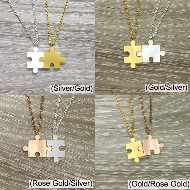 Interlocking Puzzle Necklaces, Matching Set for 2, True Friendship Card, Puzzle Piece Necklaces, Gift for Best Friend, Birthday Gift, Xmas