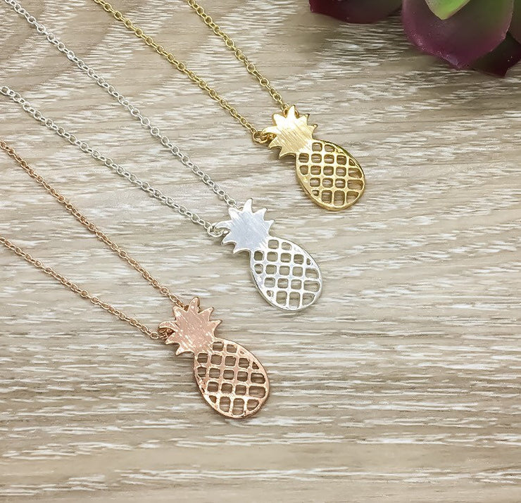 Dainty Pineapple Necklace, Minimalist Jewelry, Pineapple Gift, Tropical Fruit Gift, Friendship Necklace, Stocking Stuffer for Her, Birthday