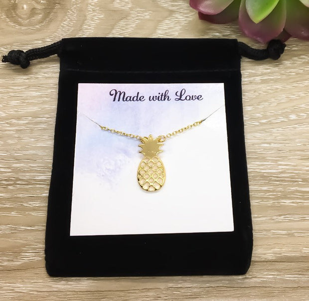 Dainty Pineapple Necklace, Minimalist Jewelry, Pineapple Gift, Tropical Fruit Gift, Friendship Necklace, Stocking Stuffer for Her, Birthday