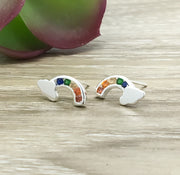 Rainbow Stud Earrings, Rainbow Jewelry, LGTBQ Jewelry, Rainbow Baby Keepsake, Gay Rights Gift, Sterling Silver Earrings, Minimal Jewelry
