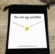 You Are My Sunshine Card, Sun Necklace, Rose Gold, Silver, Gold