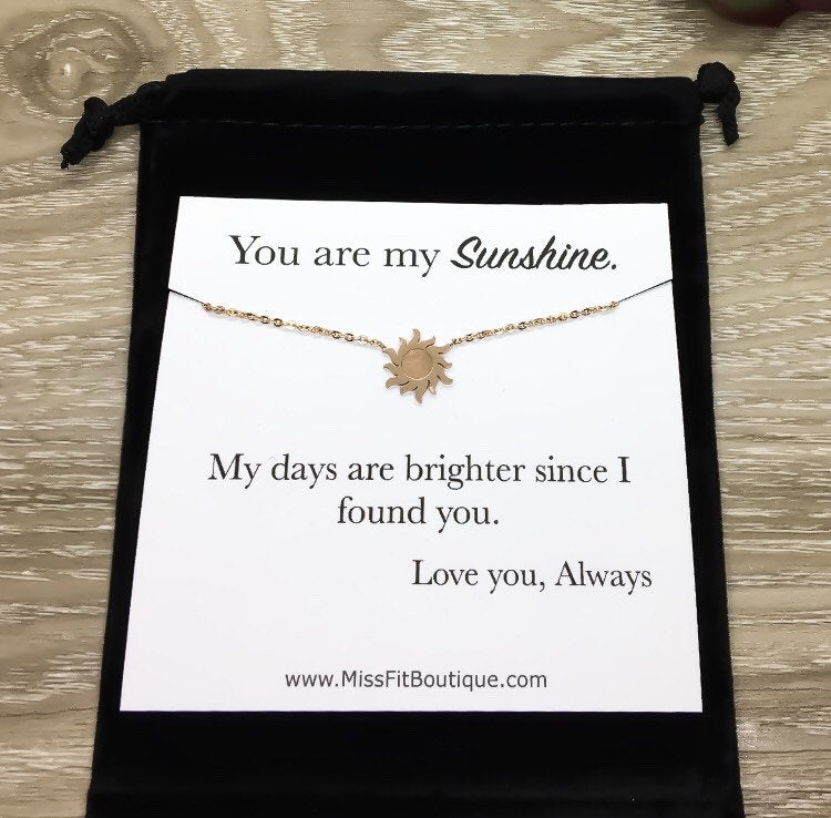 Sunshine Necklace, Rose Gold Sun Necklace, You Are My Sunshine Gift, Dainty Necklace, Friendship Necklace, Gift for Girlfriend, Birthday