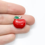 1 Red Apple Charm, Teacher, Food